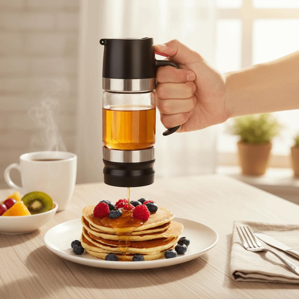 with Handle Glass Honey Dispenser 300 ML Syrup Dispenser Household No Drip Honey Jar Tea
