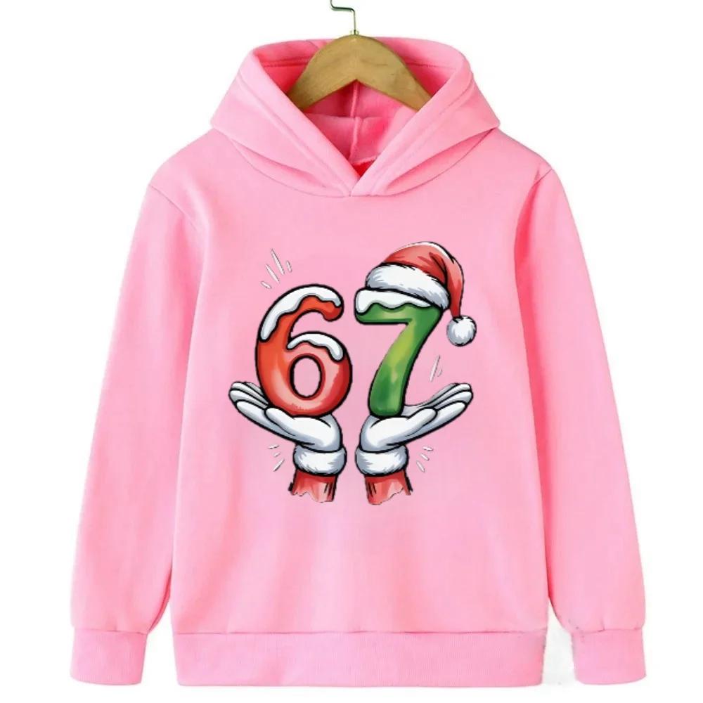Viral "67 Vibe" Warm Kids Hoodie Toddler Hooded Sweatshirt for Boys Girls Fashionable Funny Children's Sweatshirt Christmas Gift
