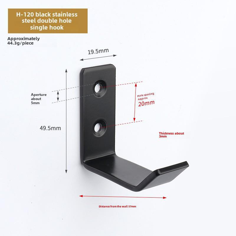 Black Stainless Steel Wall-Mounted Clothes Hook for Bathroom, Kitchen, or Door