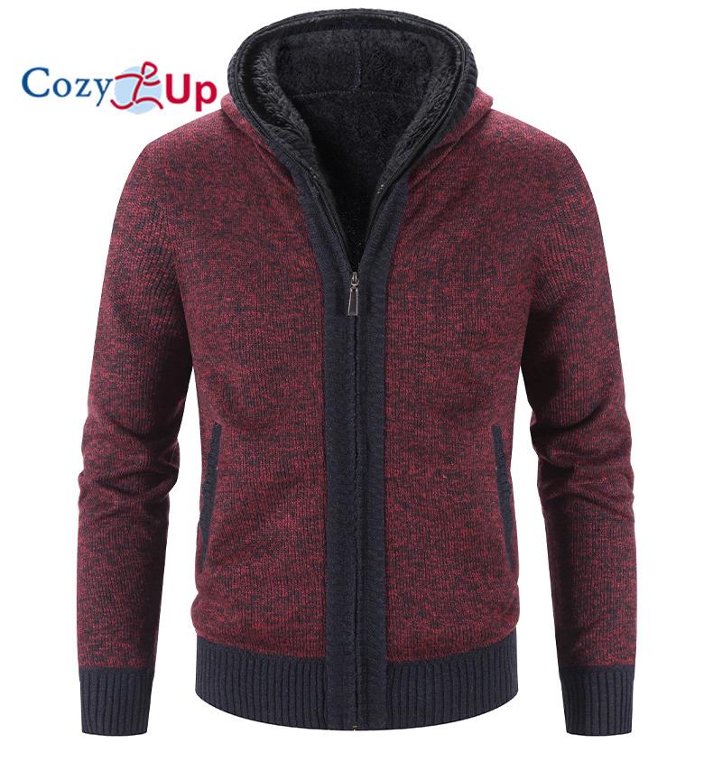 Cozy Up Флисовый стеганый свитер, пальто, однотонный кардиган с капюшоном для мужчин