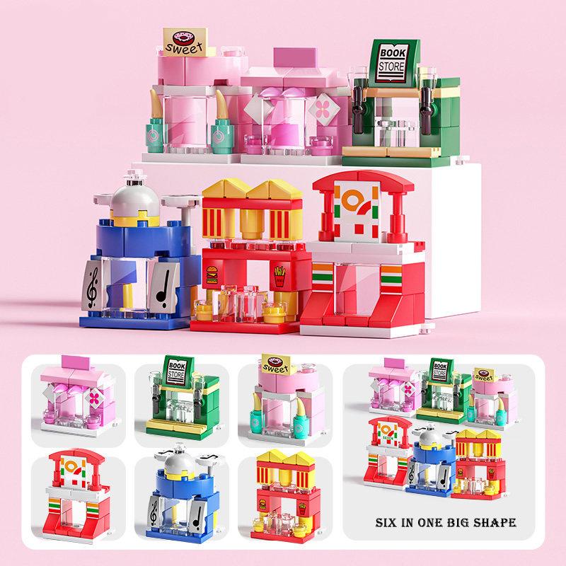 DIY Архитектурный магазин, вид на улицу, еда, дом, строительные блоки, комплект, кирпичи для девочек, классическая модель фильма, детские игрушки для детей