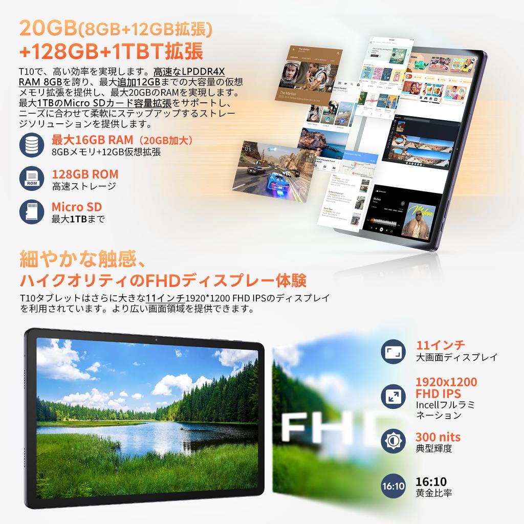 New model 11 inch 8 core CPU 6nm smooth high speed Android14 tablet model SIM free PC expansion tablet Incell FHD 1920x1200 resolution IPS 4G LTE