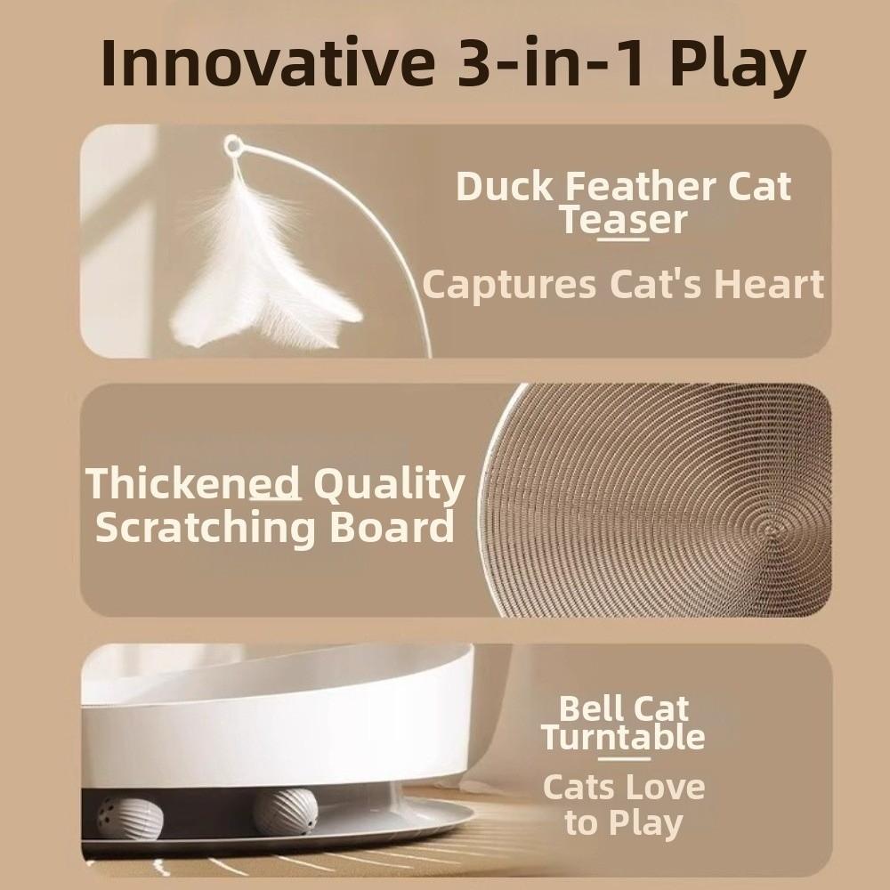 Wear Resistant Cat Scratch Board Round Cat Turntable Toy Teasing Cat Stick  Indoor Play