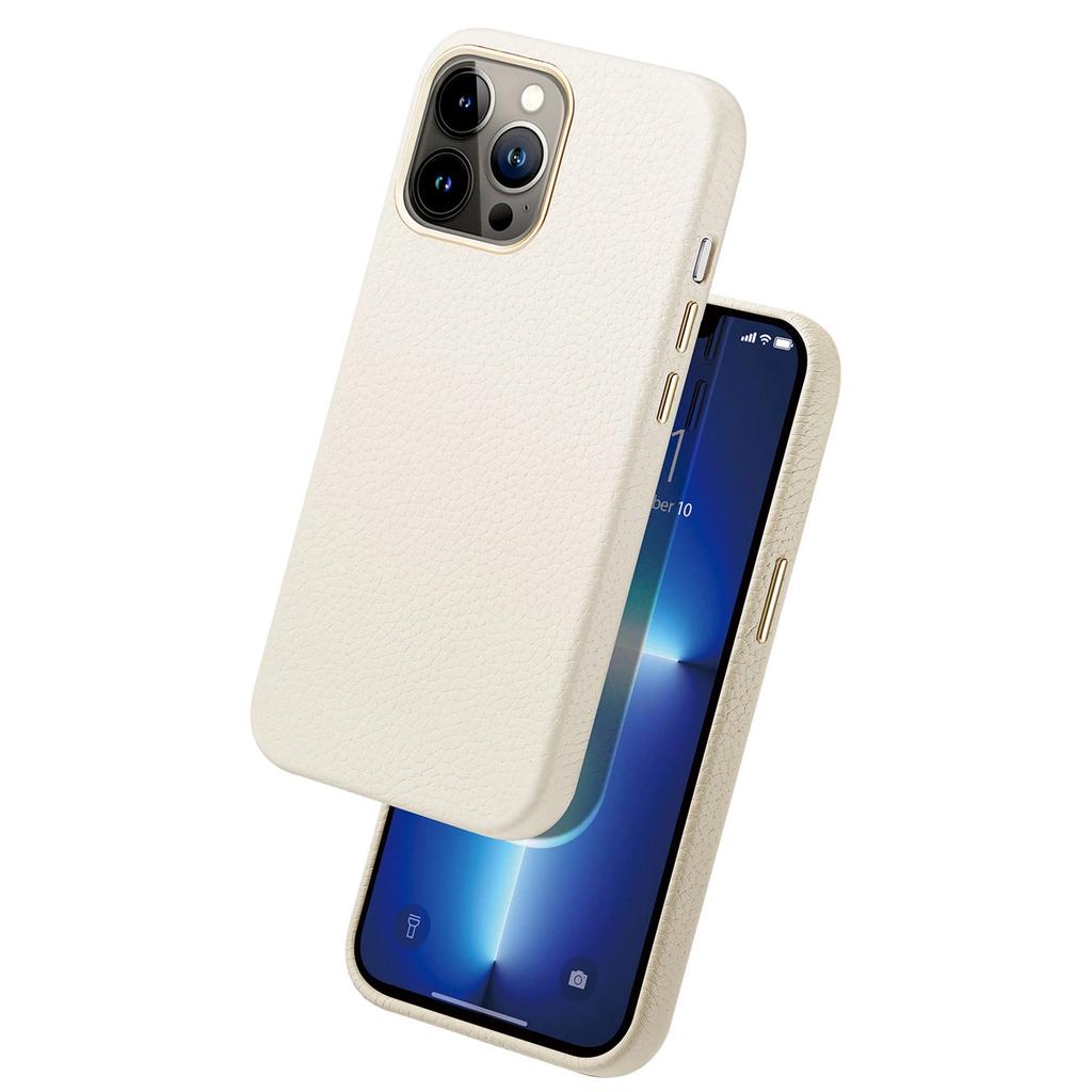 Dux Ducis Roma Leather Case For Iphone 13 Pro Max Elegant Cover Made Of Natural Leather White