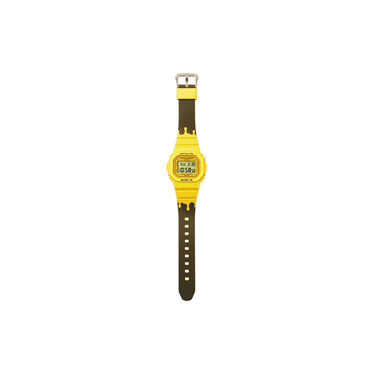 Casio Квадратная Медовая Банка Подарочная Коробка Специальные Часы с Гравировкой на Задней Крышке Электронный Механизм Ремешок из Смолы Унисекс Часы Желтый SLV-22B-9PFH