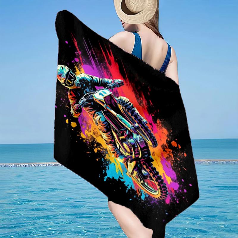 Motocross Rider In Action Beach Towel, Super Soft Microfiber, Gift for Her/Him, Birthday, for Pool, Beach, Travel, Home Decor Fan gifts