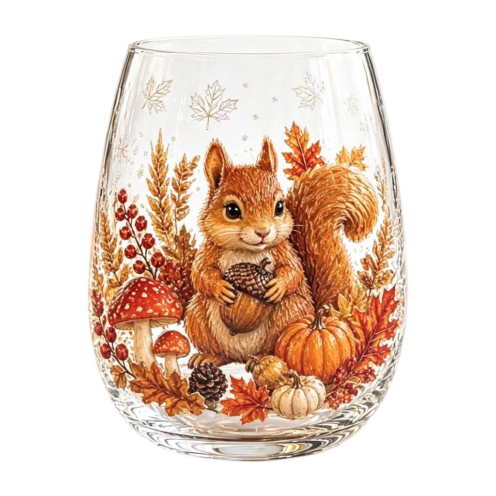 Fall Thanksgiving Themed Drinking Glass Stemless Wine Glass Drinking Glass Cup for Home Party Entertainment