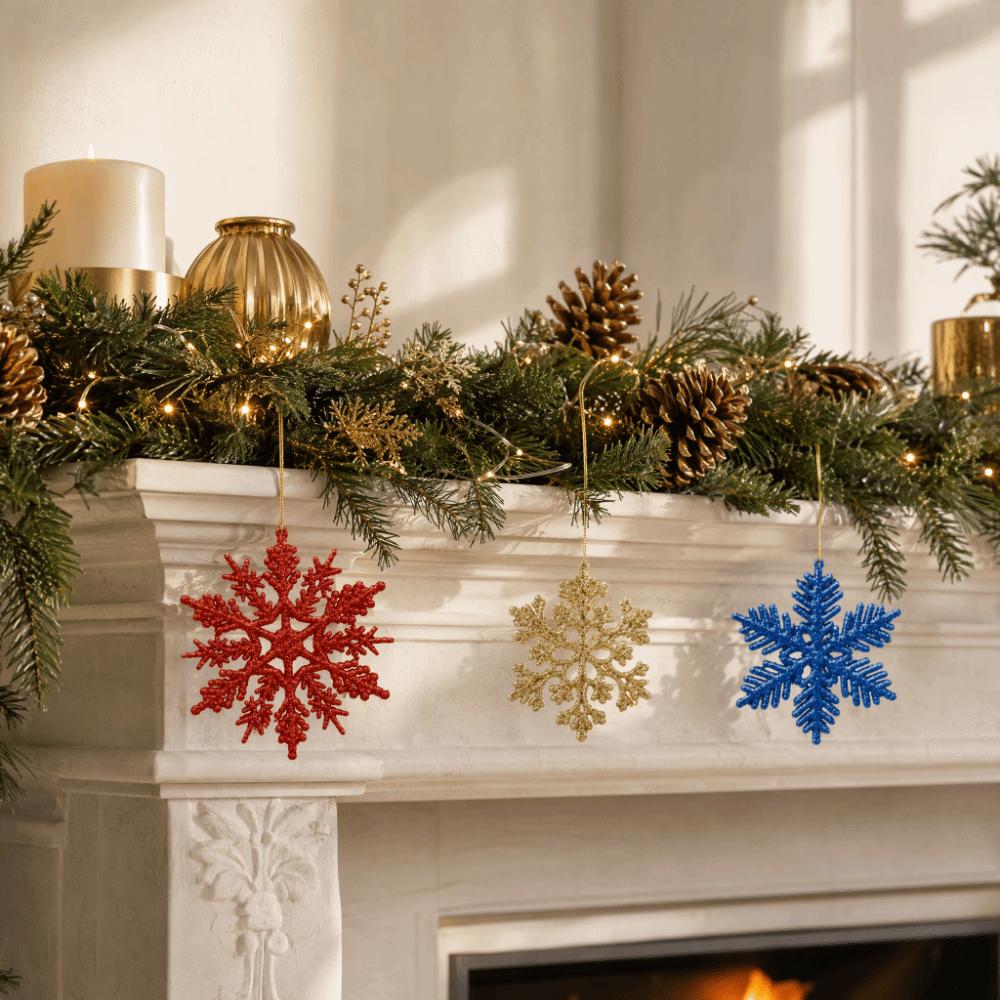 30pcs Set Multipurpose Artificial Christmas Flowers Glitter Poinsettia Flowers for Party Decoration