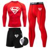 Men's 3-Piece Quick-Dry Compression Sports Set: Short-Sleeve Bodysuit for Running, Basketball, Gym Training.