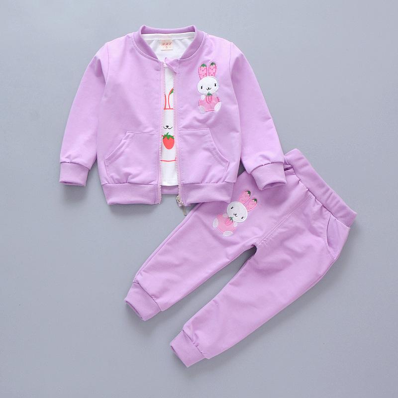 Baby Girl Fall Print Set Girl Clothes Three-piece Children's Clothes Fashion Outerwear