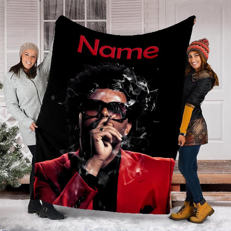 Personalized Custom Name Blanket - The Weeknd Print Design,Blanket for Sofa,Bed,Travel,Camping - Soft and Warm, Great Gift