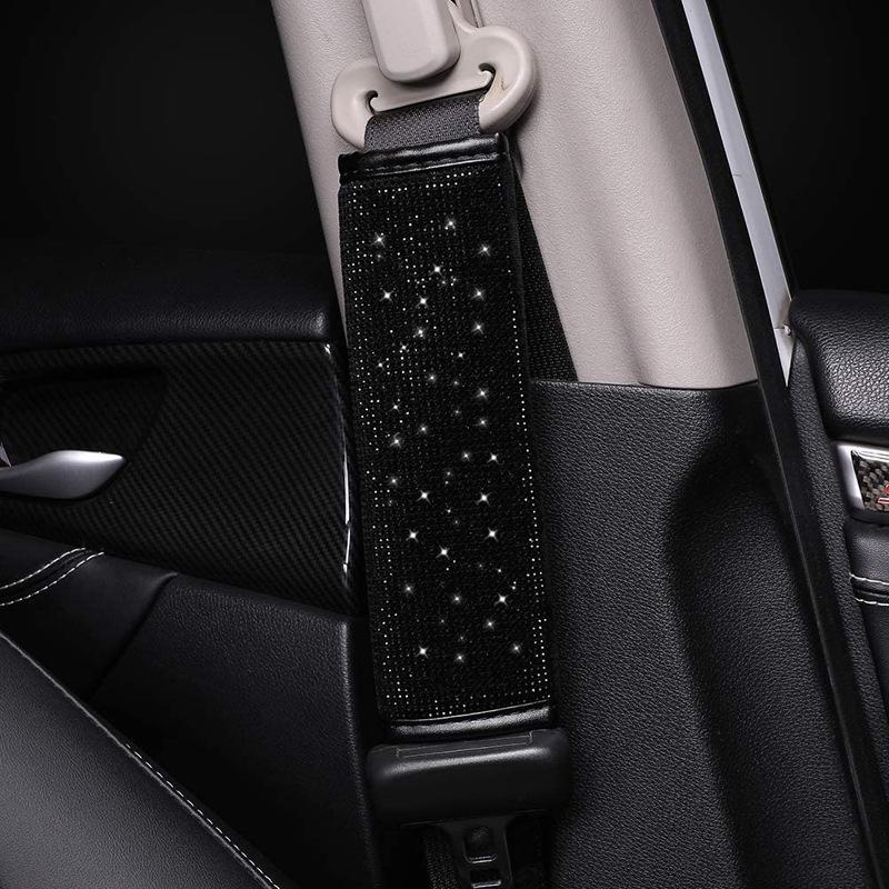 1pc Crystal Rhinestone Car Seat Belt Cover Auto Should Padding Protector Diamond Car Interior Accessories For Women Girls