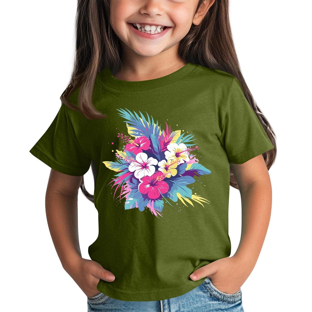 Детская модная повседневная футболка с круглым вырезом и короткими рукавами