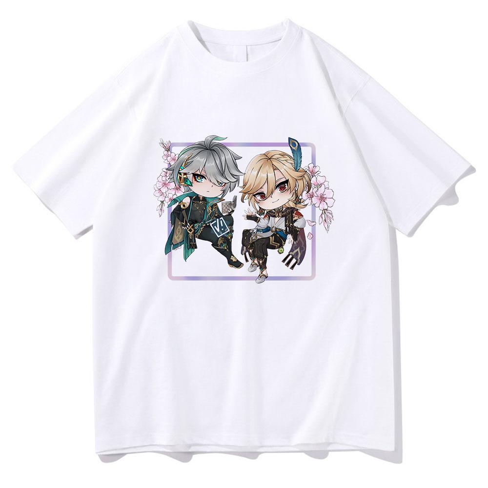Genshin Impact Alhaitham Kaveh футболка унисекс/женская футболка Harajuku с мультяшным рисунком Kawaii футболка унисекс аниме эстетическая хлопковая футболка