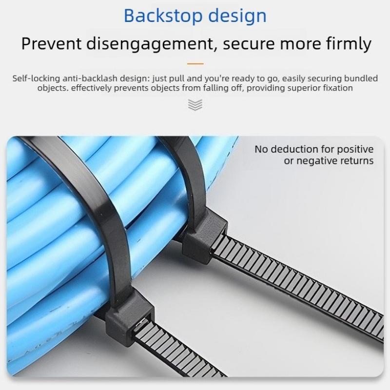 Multi specification self-locking plastic nylon cable ties, reusable, suitable for home and office cable management and gardening