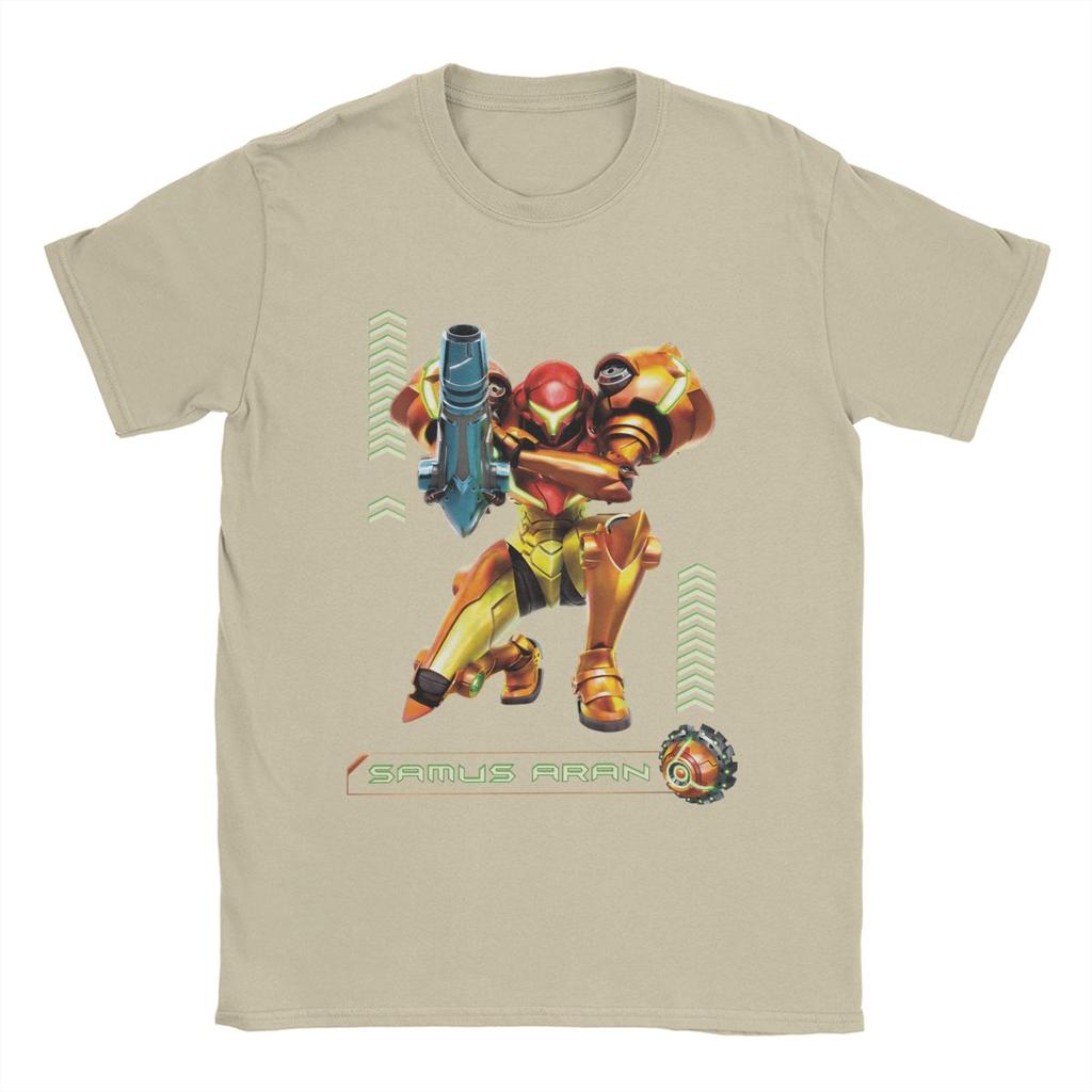 Юмористические футболки Samus Aran Super Metroid для мужчин с круглым вырезом, 100% хлопок, футболки с коротким рукавом, новинка, топы