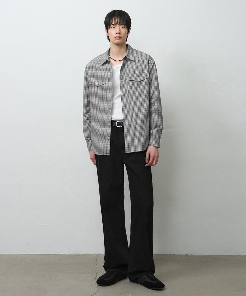 DRAW FIT Berlin Two-Pocket Check Shirt [Grey]