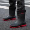 Fashion men's waterproof shoes rain shoes adult outdoor casual non-slip rain boots medium tube warm work shoes rubber shoes