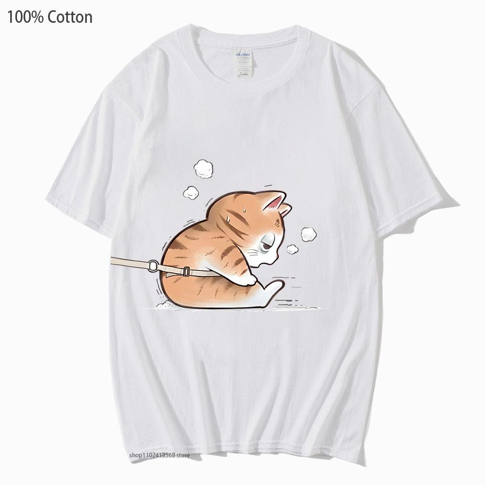 Couple Shirt Cute Cartoon Cats Graphic Tshirts Kawaii Girls Unisex Tshirt 100 Cotton Y2k Clothes Summer Unisex Short Sleeve Tops