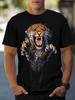 Летняя мужская футболка с красочным принтом тигра в формате 3D, модная повседневная футболка с коротким рукавом, свободный топ
