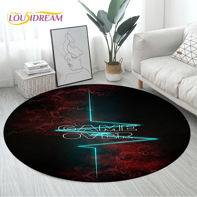 3D Cartoon Gamer Game Controller Area Rug Large,Round Carpet Rug for Living Room Bedroom Sofa Decor,Kid Play Non-slip Floor Mat