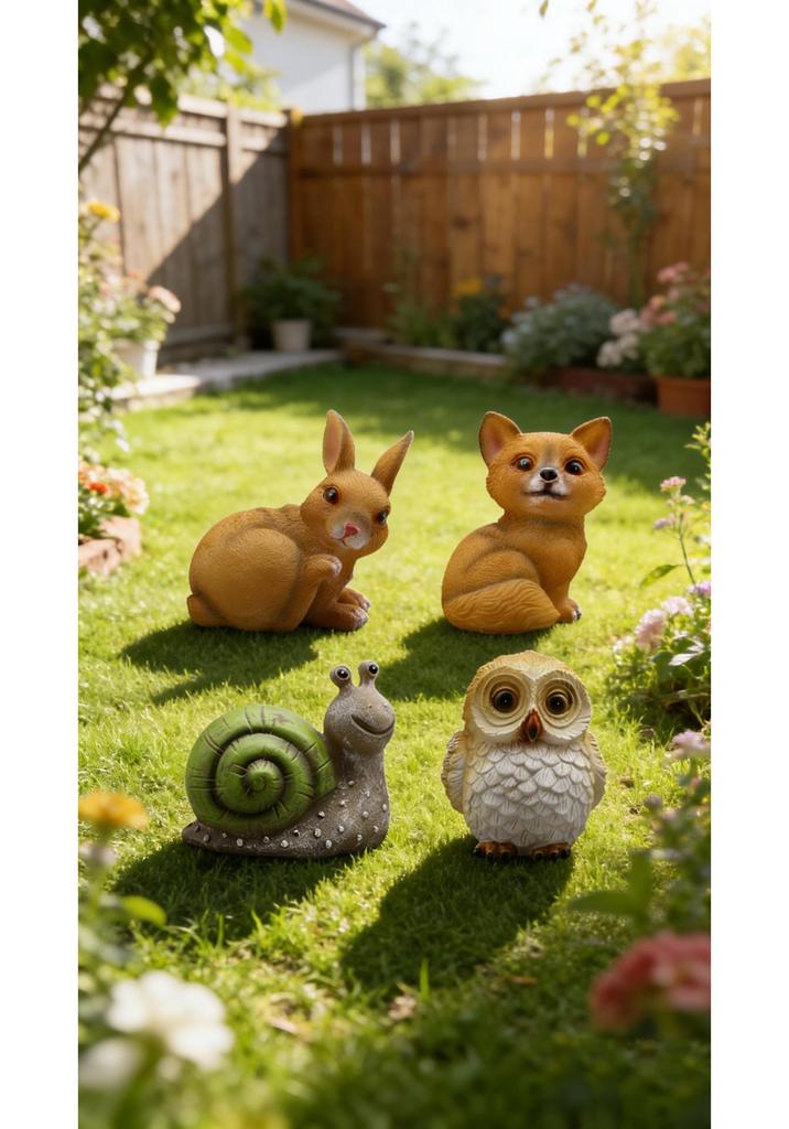 American Style Solar Animal Garden Ornament - Resin Outdoor Courtyard Decoration Lamp
