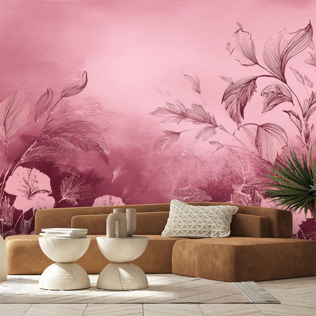 Wallpaper Abstract Flowers Pink