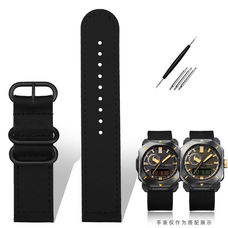 Для ремешка часов Casio PRW6900Y/6800 Кожаный ремешок PRW-60Y/50Y Ретро Винтажный Браслет из Воловьей Кожи Ремешок для Часов Черный Коричневый 23 мм