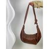 Retro Soft Leather Pleated Dumpling Bag Lazy Style Casual Versatile Commuter Shoulder Messenger Bag Croissant Bag