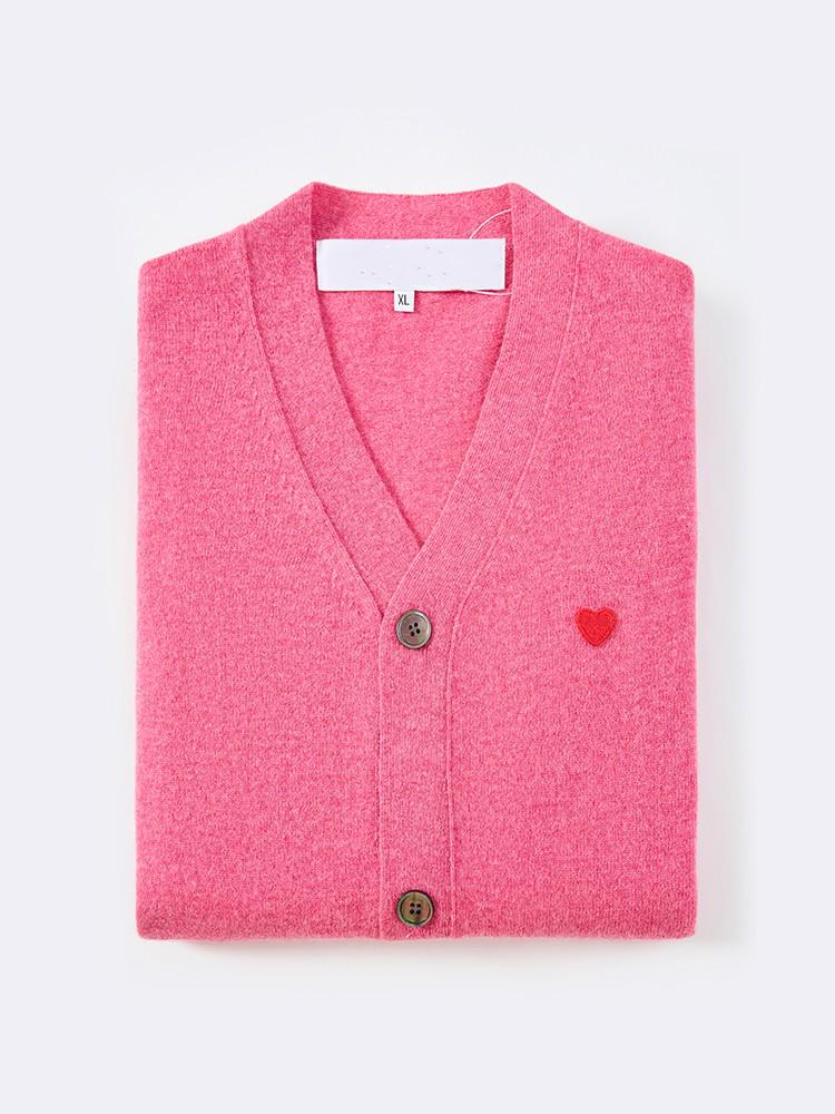 Unisex V-Neck Heart Kawakubo Wool Cardigan Sweater