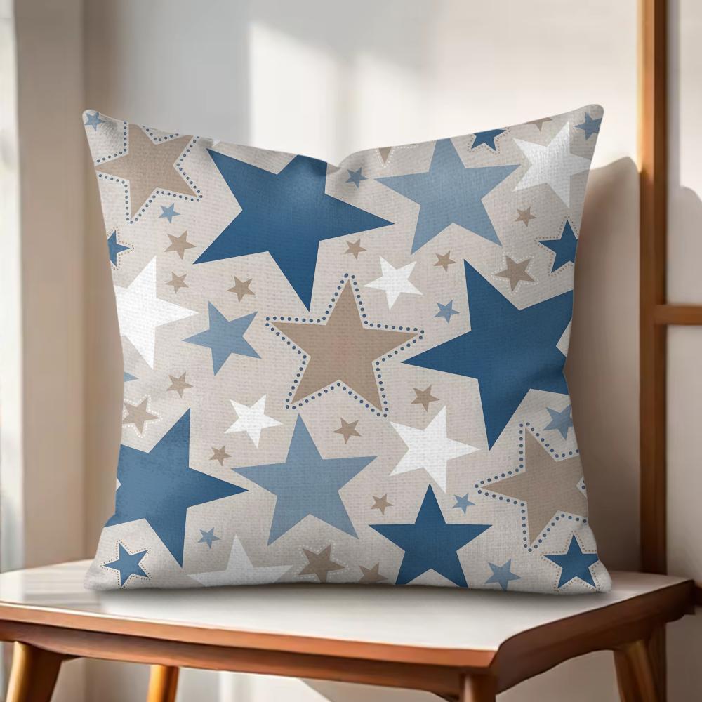 Classic Stars Cushion Cover Natural Linen Organic Fabric DoubleSided Printing Couch Pillow Covers Home Decor