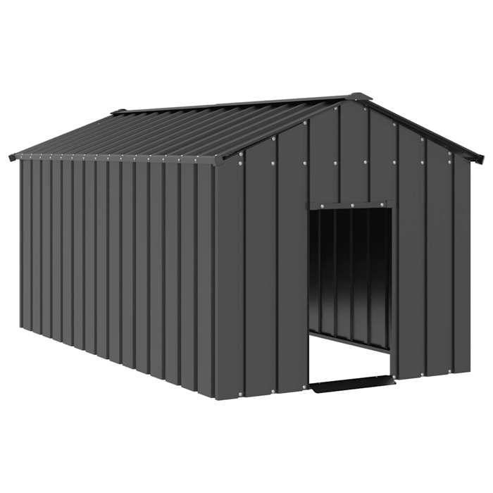 VidaXL Dog Niche with Black Roof 114x202x101 Cm Galvanized Steel, Dog Cage, Dog Shelter, Pet Cage for 4100921
