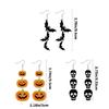 Layered Skull Bat Earrings Lightweight Acrylic Halloween Ear Pendant Jewelry For Women Spooky Costume Accessories