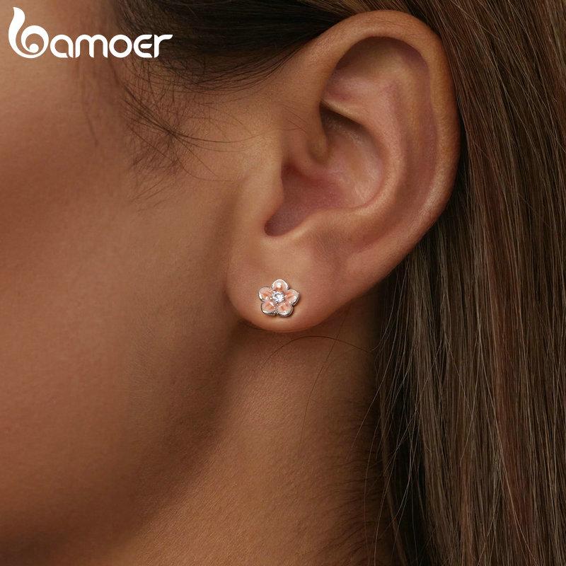 Серьги-гвоздики BAMOER из стерлингового серебра 925 пробы с вишней, гипоаллергенные очаровательные ювелирные изделия, подарочные серьги для женщин и девочек