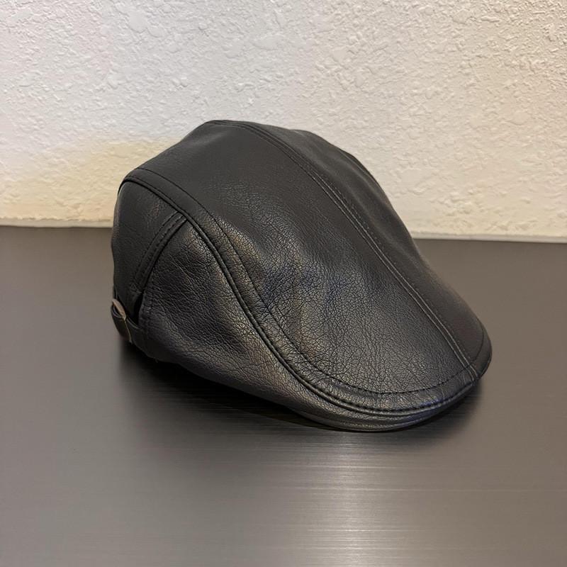 Ретро кожаный берет для женщин с козырьком и коротким полем для осени и зимы
