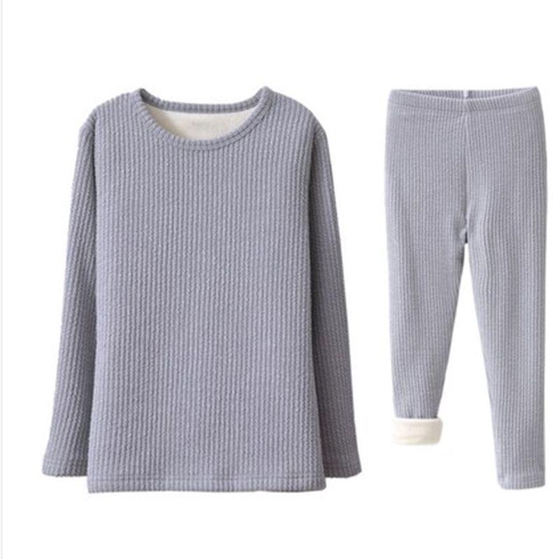 Детский комплект нижнего белья Средний и Большой для Мальчиков и Девочек Пижама Осень и Зима Теплые Длинные Кальсоны Верх и Низ На Флисовой Подкладке Утепленный Теплосберегающий