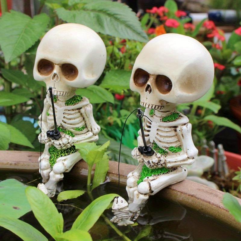 Halloween Fishing Skeleton Sitting Ghost Head Horror Atmosphere Ghost Festival Home Furnishings Indoor and Outdoor