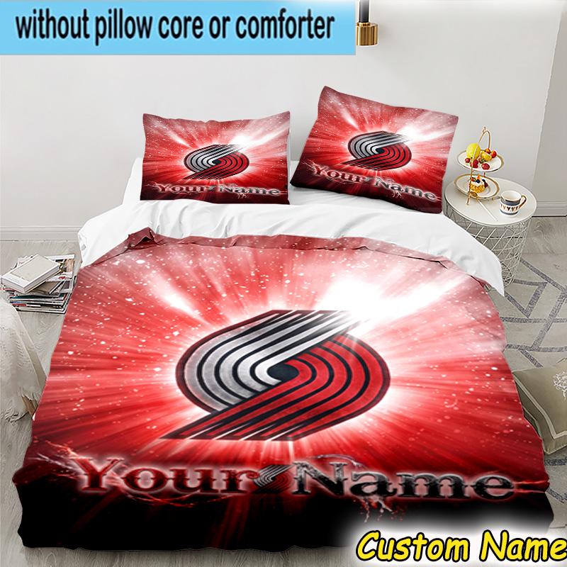 3pcs Custom Name Portland Blazers Artwork Bedding Set Includes 1 Duvet Cover & 2 Pillowcases for All Seasons Dormitory Home Decor Christmas gifts