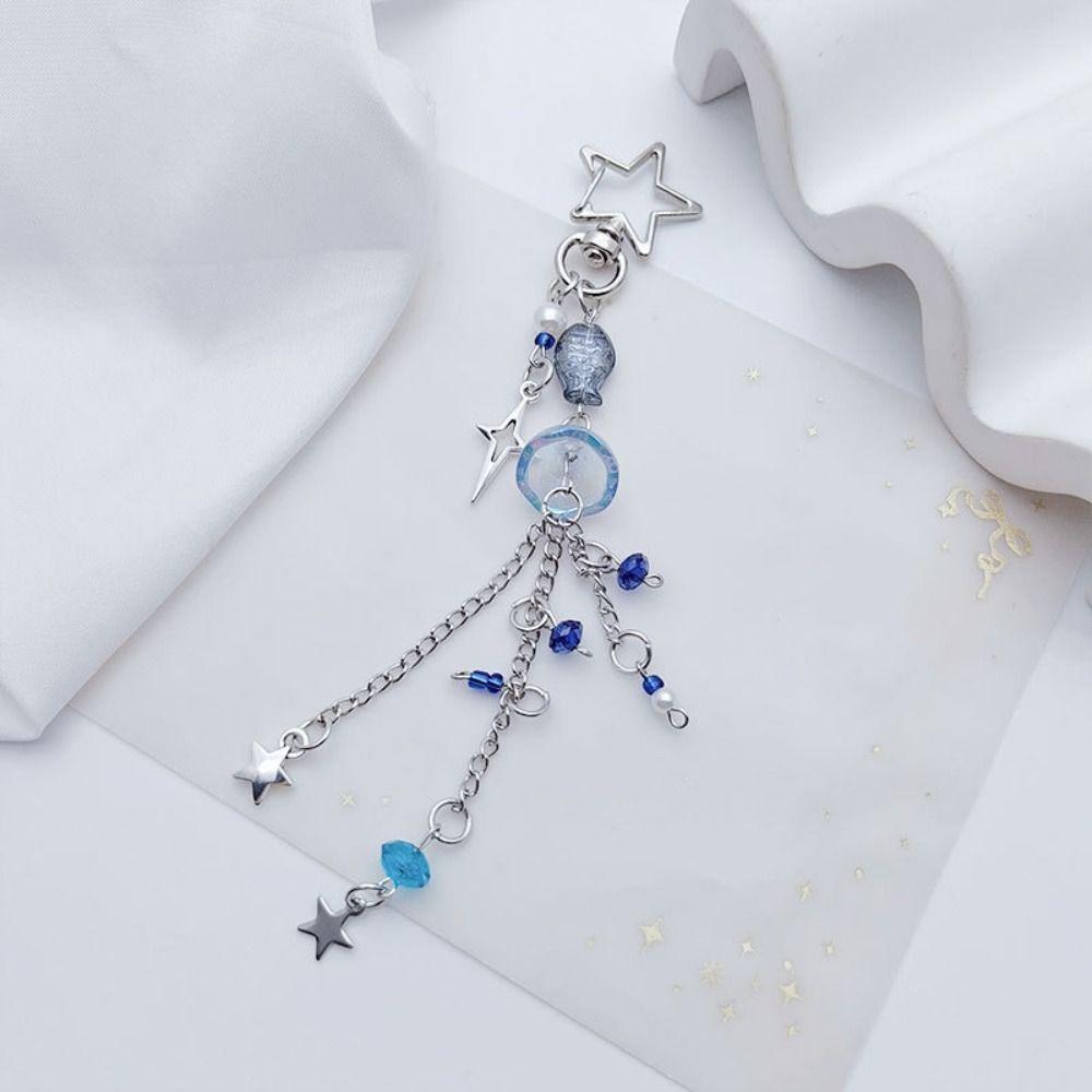 Металлический ремешок для телефона с подвеской в виде медузы, симпатичный ремешок для мобильного телефона, новый брелок со звездой