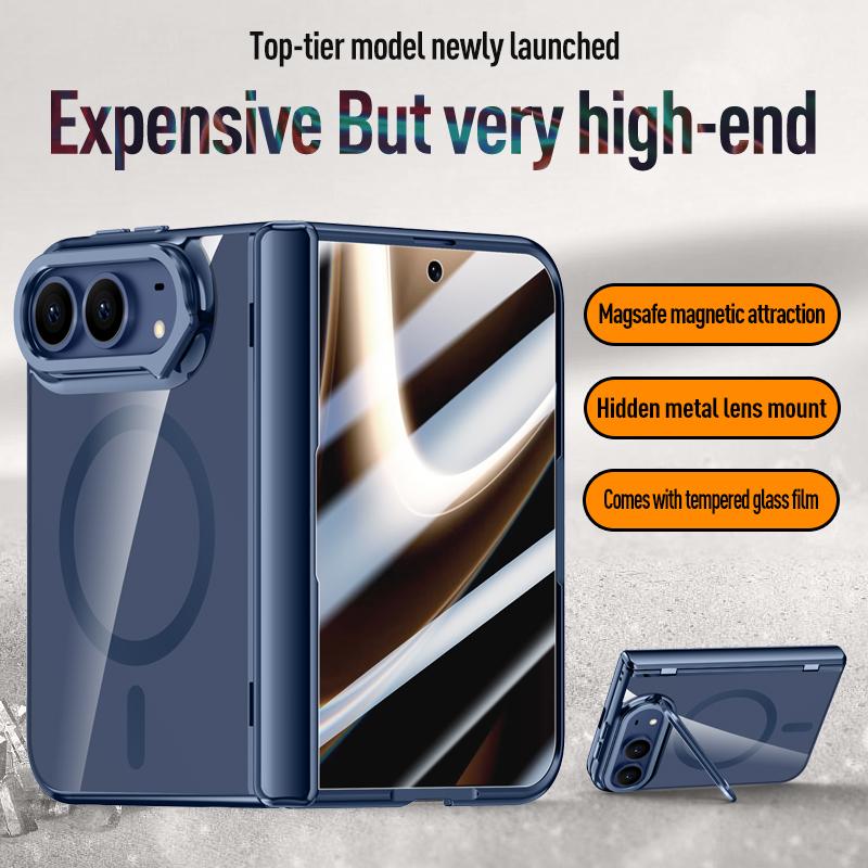 Electroplating Magnetic Film-Integrated Case for IPhone Ultra 18 Fold Lens Mount for Magsafe Shockproof Hinge Protection Cover