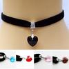 Women's Retro Gothic Velvet Rhinestone Heart Pendant Choker Collar Necklace MIT