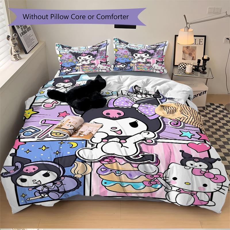 3 шт. Постельное белье Hello Kitty и Друзья, Включая 1 пододеяльник и 2 наволочки, Без наполнителя, Мягкое и удобное для домашней спальни S033
