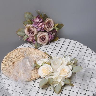 Искусственный венок из роз, кольцо для свечи, реалистичная мини-гирлянда из искусственных роз с пластиковой основой, украшение для свечи/вина, свадьбы, вечеринки, центральный элемент для обеденного стола