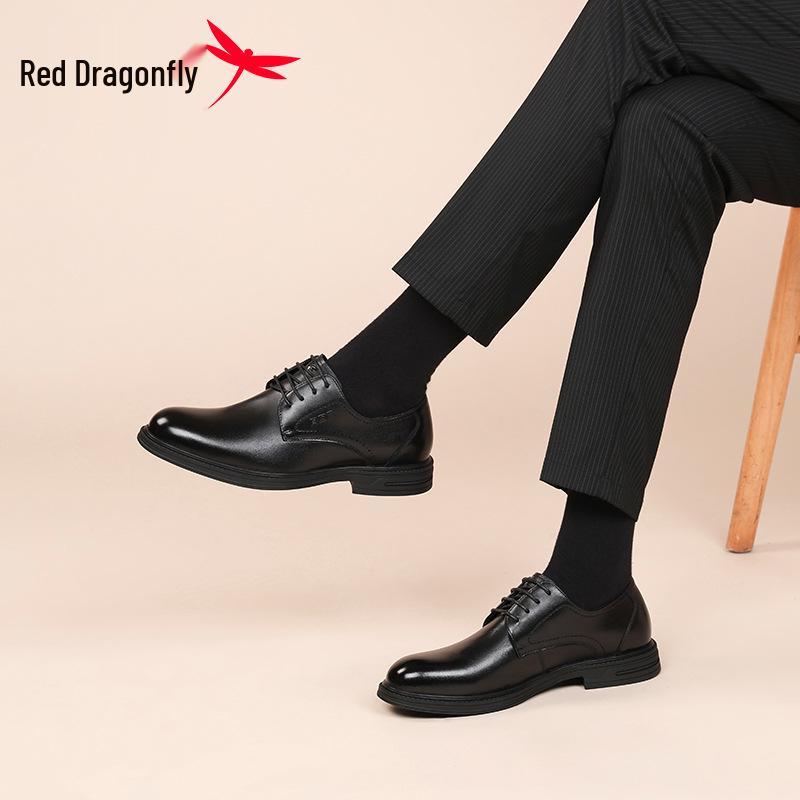 Мужские ботинки Дерби из натуральной кожи Red Dragonfly - Формальные, Деловой или Свадебный стиль, Идеально подходят к костюмам.