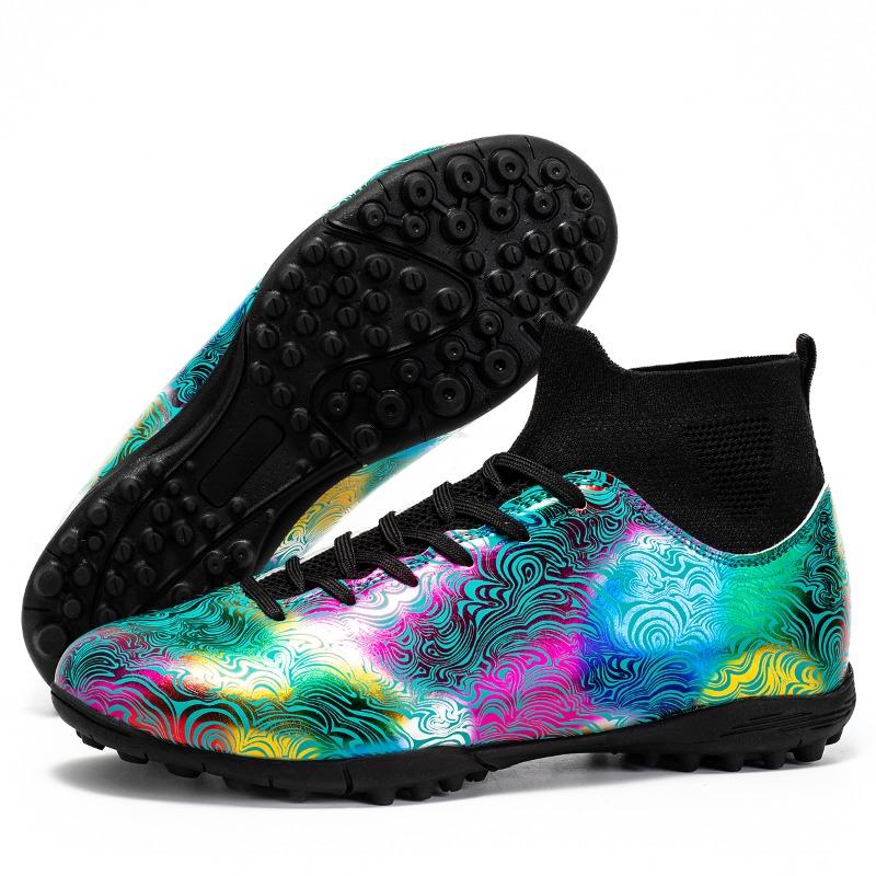35-46 мужские/женские высокие эластичные носки футбольные бутсы резиновая мягкая подошва с короткими ногтями искусственный газон кожа молодежные детские футбольные бутсы