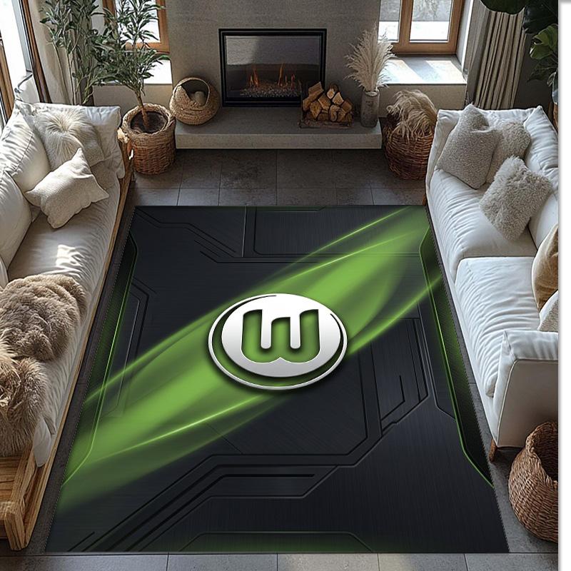 VfL Wolfsburg FC Soccer Football Pattern Soft Area Rug Non Slip Indoor Floor Carpet Sports Decor Mat for Bedroom