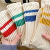 Осенне-зимние носки средней длины, 5 пар, унисекс | Носки в стиле колор-блок в полоску