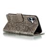 For iPhone 16 Case Lace Flowers PU Leather Flip Wallet Phone Cover - Grey