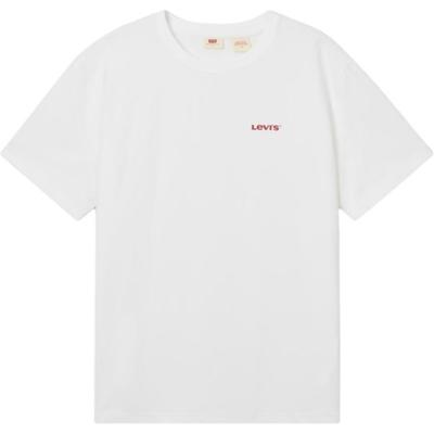 Levis Мягкая Повседневная Свободная Рубчатая Футболка с Круглым Вырезом и Коротким Рукавом Мужская Белая 002XA-0000
