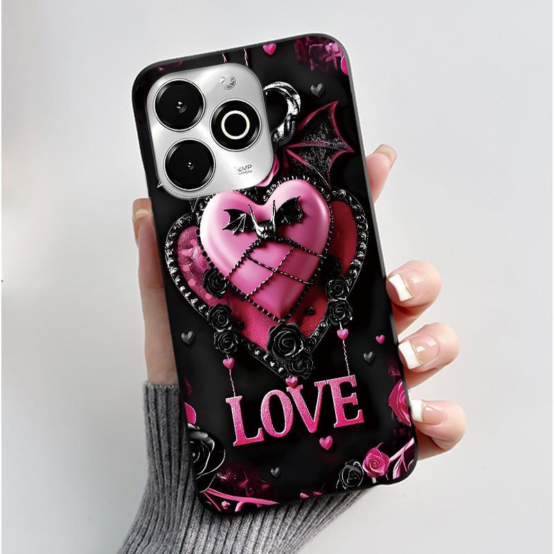 Phone Case For Umidigi G100X / G9X Case Luxury Cute Love Heart Rabbit Cartoon Funny Cover Black Soft Silicone Protective Casing